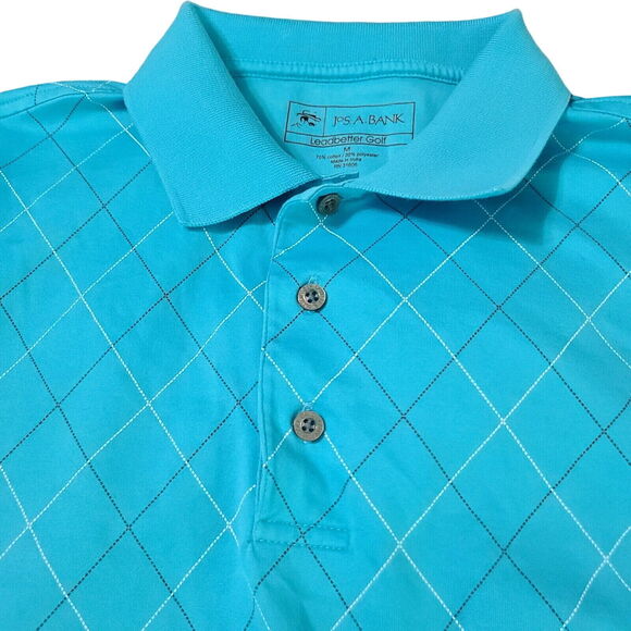 Jos A Bank Leadbetter Mens Golf Polo Blue Size M Cotton Blend Short Sleeve - Picture 6 of 12